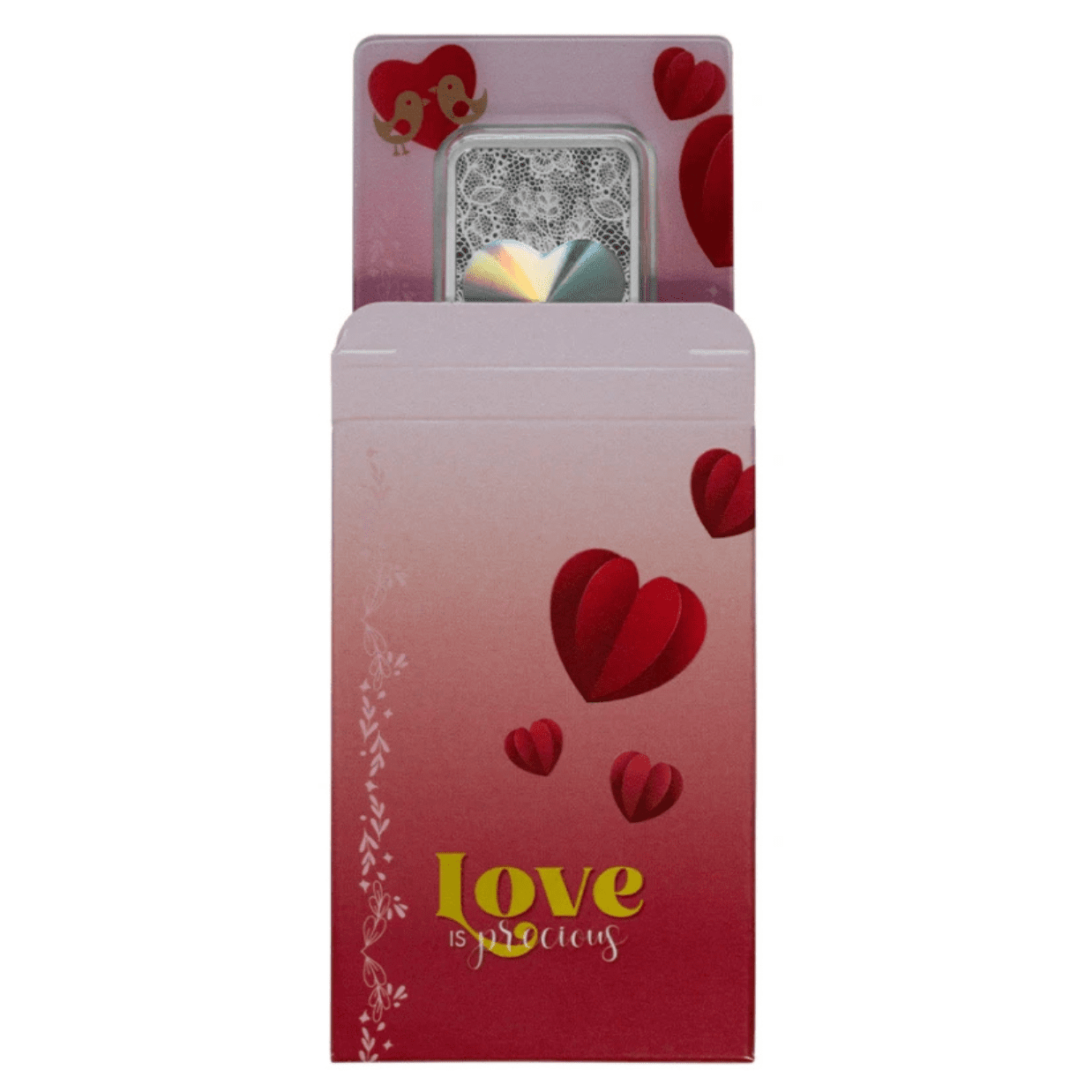 2024 Pamp Love is Precious Heart Holographic 50 Gram Silver Bar in Assay