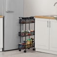 thumbnail image 3 of Oumilen Slim Rolling Storage Cart, 3 Tier Bathroom Organizer, Shelving Utility Cart, Black, 3 of 7