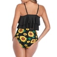 thumbnail image 4 of Zando Womens Tankini Swimsuit Double Ruffle Bathing Suits for Women Tummy Control High Waisted Swimsuits Black Sunflower S, 4 of 7