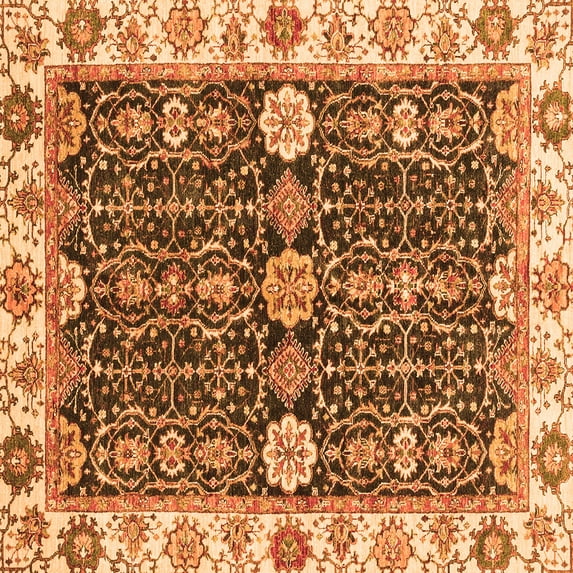 Ahgly Company Indoor Square Oriental Orange Traditional Area Rugs, 7' Square