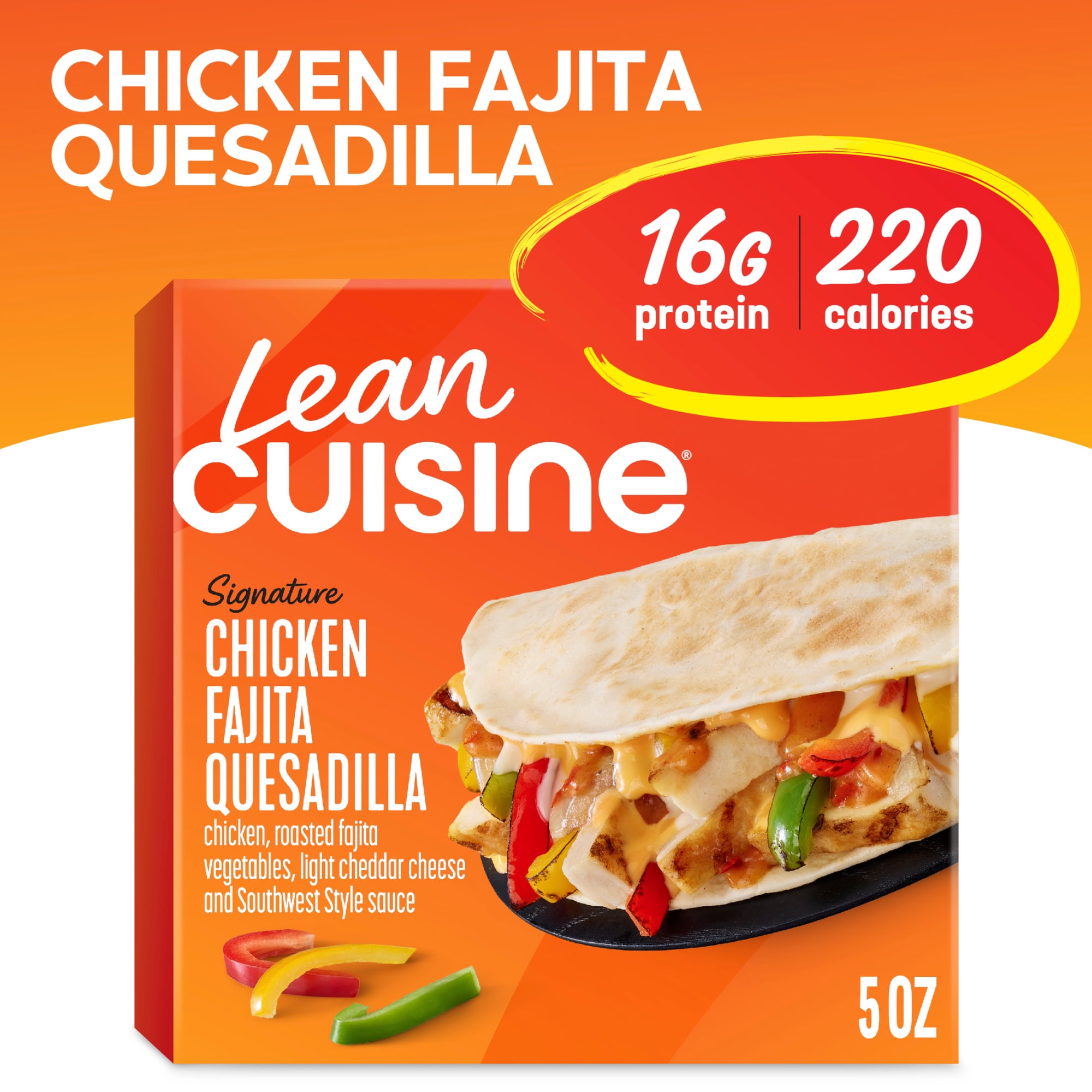 Lean Cuisine Chicken Fajita Quesadilla Microwave Meals for Lunch or Dinner, 5 oz (Frozen)