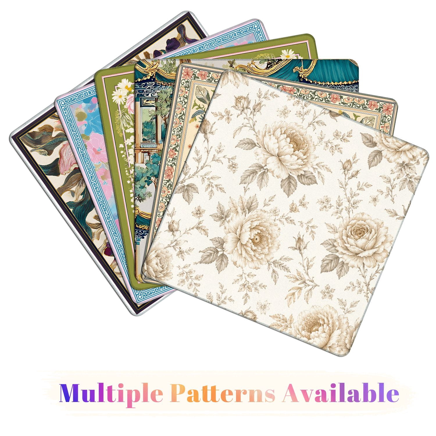 Mahjong Mat 31.5" x 31.5" Vintage Beige Peony Floral Toile Elegant Botanical Details Non-Slip Noise Reduction American Mahjong Tiles Table Cover for Dominoes Poker Card Board Games Gift