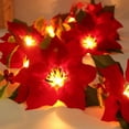 thumbnail image 5 of BallsFHK 6Ft Lighted Poinsettia Christmas Garland with Red Berries and Holly Leaves, Pre-Lit Velvet Artificial Poinsettia Garland for Christmas Decoration, Battery Operated, 5 of 6