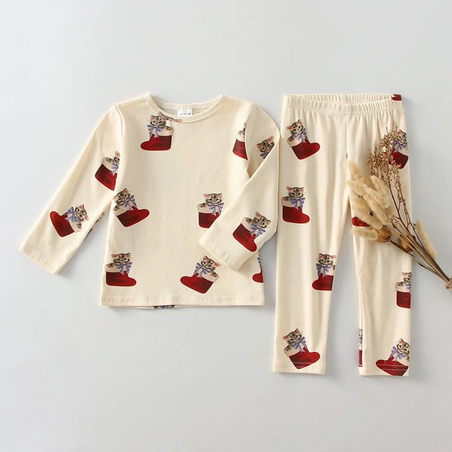Conjuntos de pijamas navideños para niños, ropa para niños de 2 uds., ropa de dormir para niños de 1 a 6 años