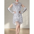 thumbnail image 4 of Vestido De Tirantes Vestido ceñido al cuerpo con borlas Traje de club nocturno sin mangas ajustado para mujer (Plata M) Ygjytge para Mujer Plata T M, 4 of 7