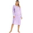 thumbnail image 2 of WBQ Womens Nightgown Long Sleeve Polka Dot Sleepshirts Spring Fall Loungewear House Dress Button Sleepwear Henley Nightdress, Purple XL, 2 of 9