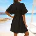 thumbnail image 5 of BangWanChi Summer Dresses for Women Clearance Women Fashion Summer V-neck Solid Color Ice and Lace Patchwork Beach Skirt Bikini Swimsuit Over Top, 5 of 5