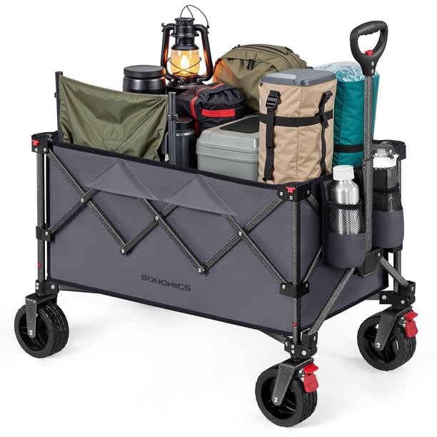 SONGMICS Carrito Plegable de Transporte 150L 4 Ruedas con Frenos