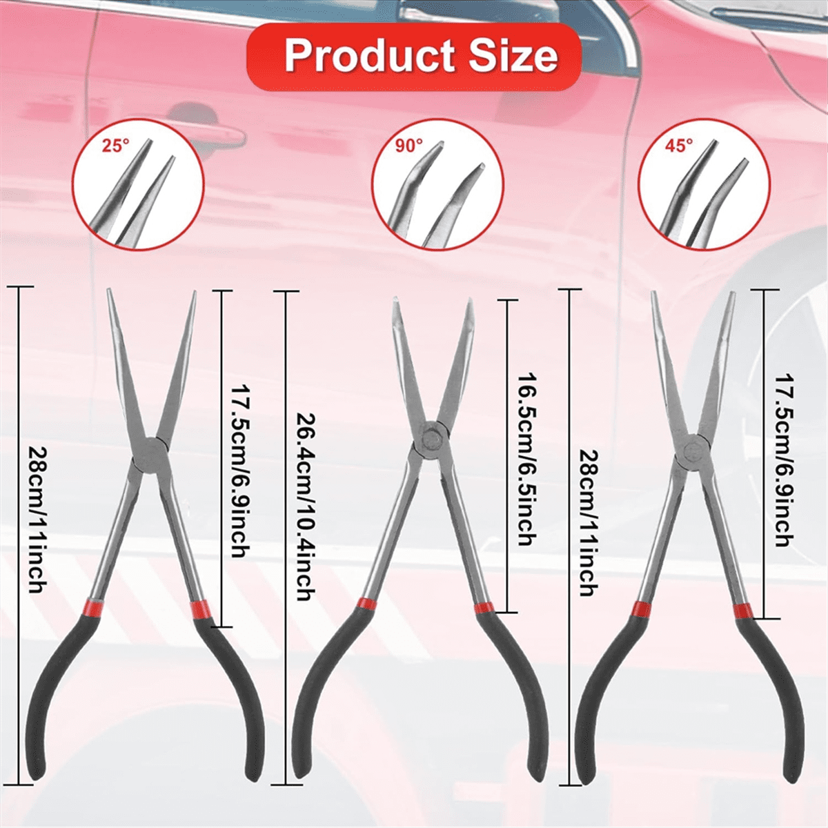 Long Needle Nose Pliers Set, 5 In1 11 Inch Spark Plug Wire Removal Tool - Bent Needle Nose Pliers 90 4