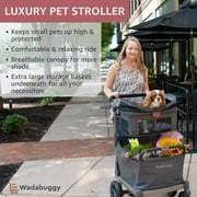 Wadabuggy Premium Pet Stroller, Cart, Pet Caddy, Compact Fold, Large Basket, 2 Drink Holders, Zipper Pocket, Adult, Gray
