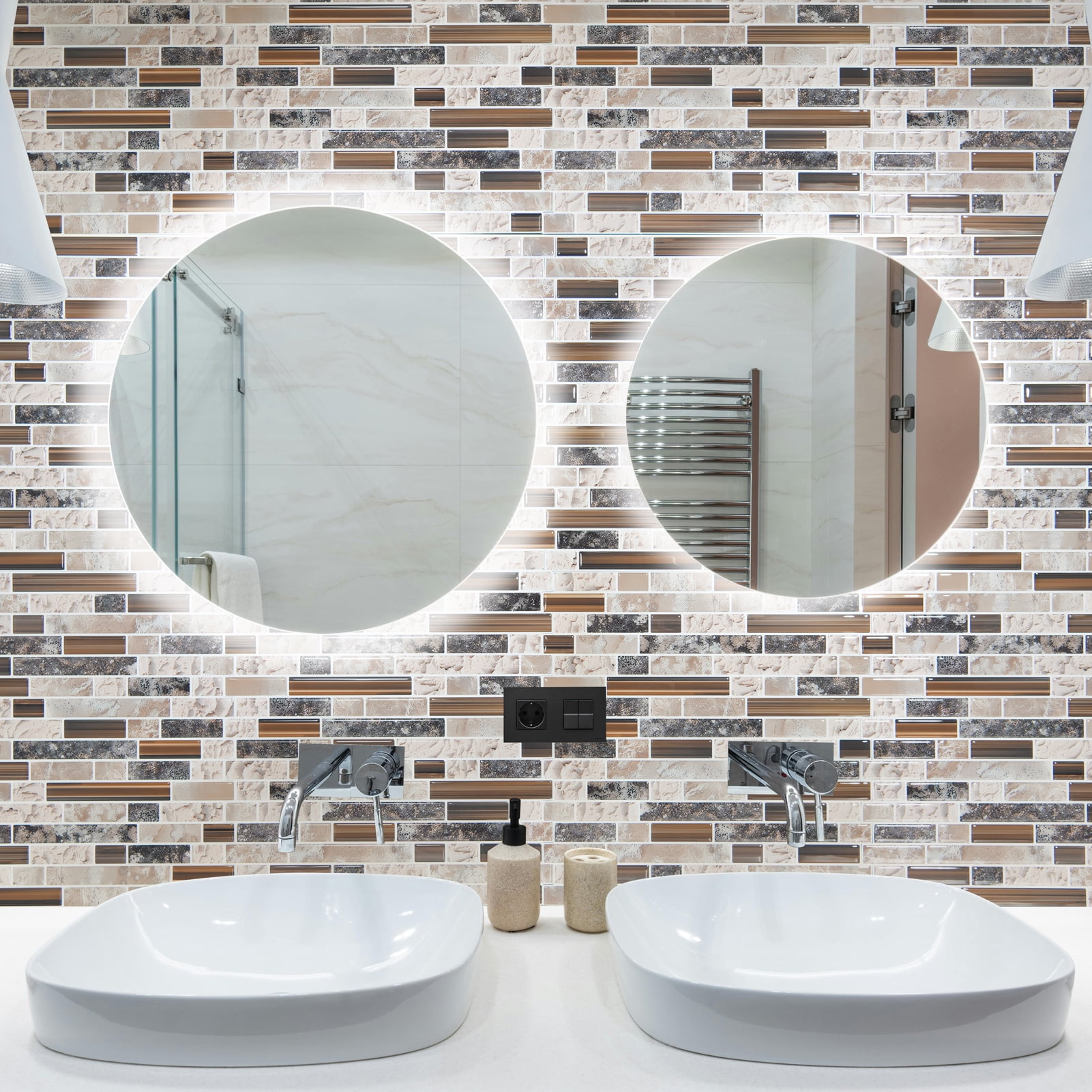 10Pcs Peel and Stick Backsplash Thicker Design,12''x12'' Self-Adhesive Wall Tiles for Kitchen,Bathroom in Sandstone