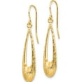thumbnail image 2 of 14K Yellow Gold Polished And Textured Teardrop Dangle Earrings (39 X 7) Made In Turkey th956, 2 of 5