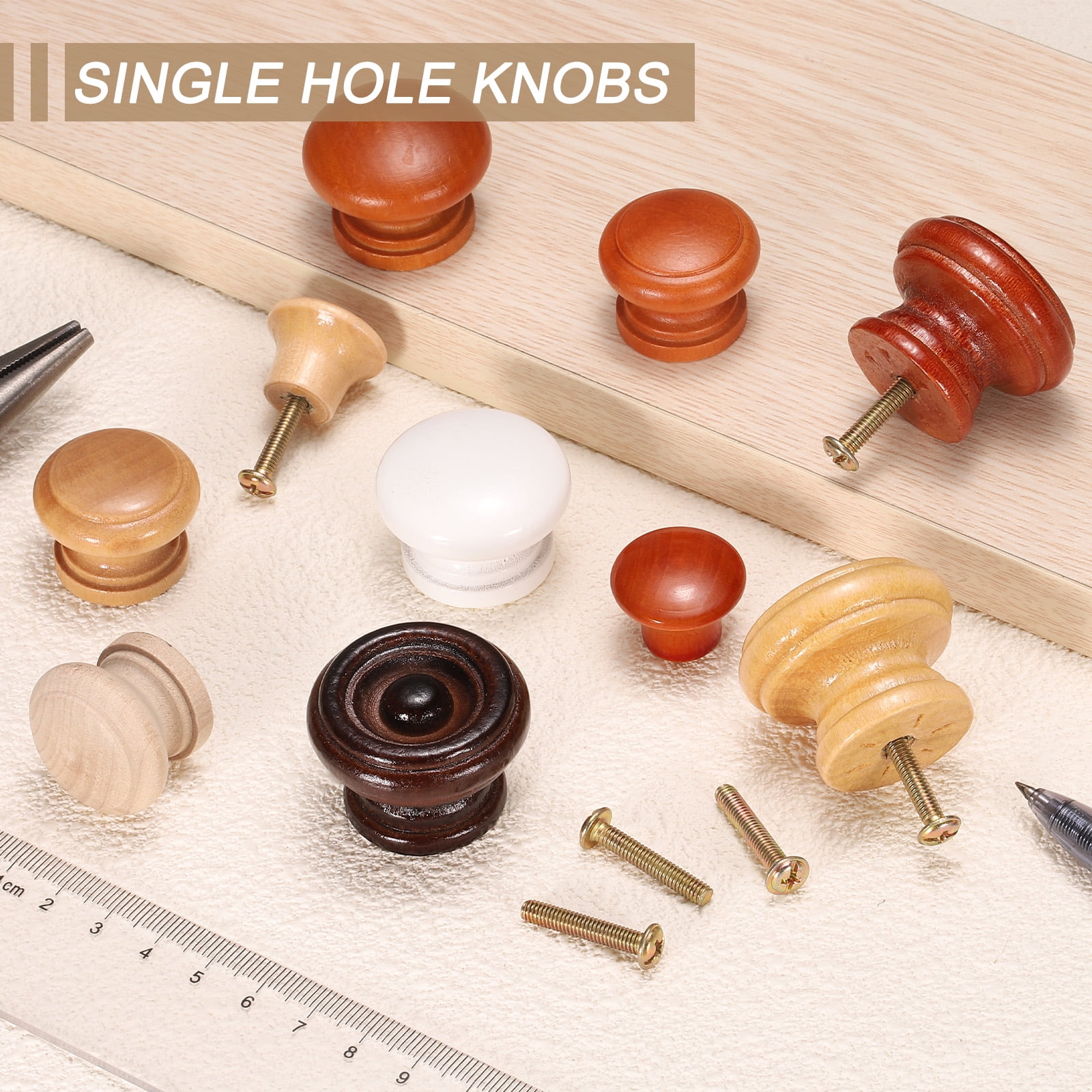 Unique Bargains Wooden Mushroom Shape Single Hole Drawer Pulls Light Brown