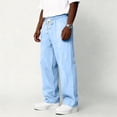 thumbnail image 6 of Domuza Mens Linen Pants Casual Summer Beach Pants Elastic Waist Drawstring Lightweight Vacation Trousers with Pockets Light Blue 2XL, 6 of 6