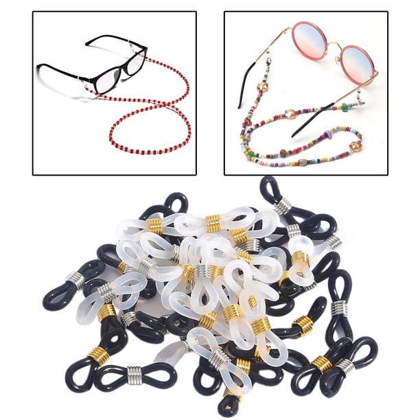 50 piezas de cadena de conectores de extremo de silicona soporte de correa para s de terre, cadena para s de terre, correa para NEGRO 2 BLESIY cadena de anteojos termina