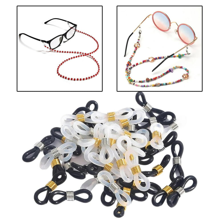 50 Pieces Eyeglass Chain Ends Adjustable Silicone End Connectors Retainer  Eyeglass Strap Holder Ends for Sunglasses Chain, Sports Eyeglasses Strap