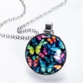 thumbnail image 2 of Butterfly Elegant Glass Circular Pendant Necklace - Women's Fashion Necklace with Stunning Design, 2 of 5