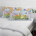 thumbnail image 3 of Spring Floral Truck Pillow Covers, Linen Long Throw Pillow Case, Watercolor Flowers Butterflies Blue Plaid Holiday Pillow Protector Decorative Cushion Cover for Living Room/Bedroom 20" x 36", 3 of 8