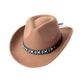 thumbnail image 2 of Mens Cowboy Hat - Western Cowboy Hat For Men And Women Stylish Wide Brim Hat With Beaded Band Classic Hat For Outdoor Country Fashion,Rose Gold,One Size, 2 of 3