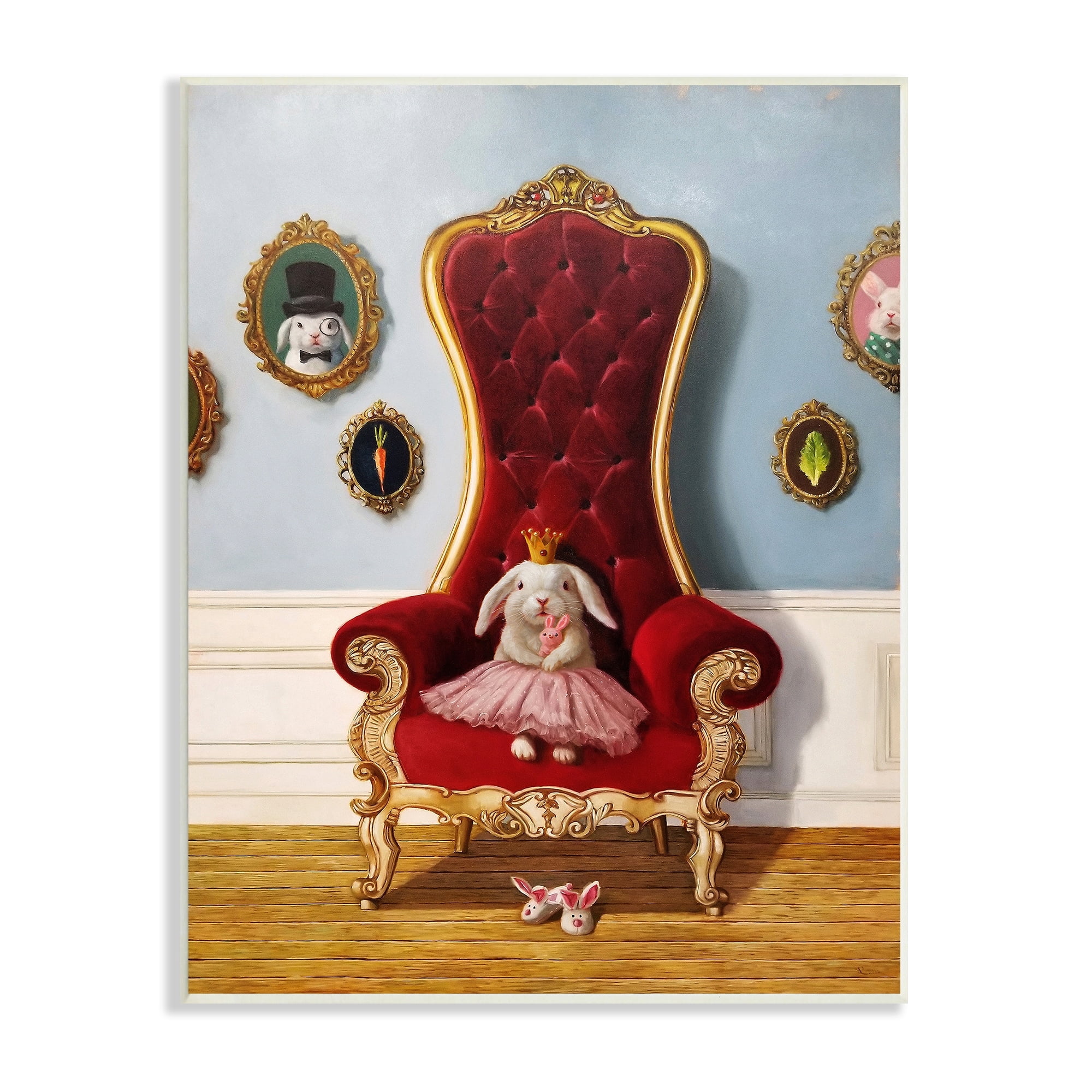 Stupell Industries Princess Rabbit Royal Heir Red Throne Funny Animal, 13 x 19, Design by Lucia Heffernan