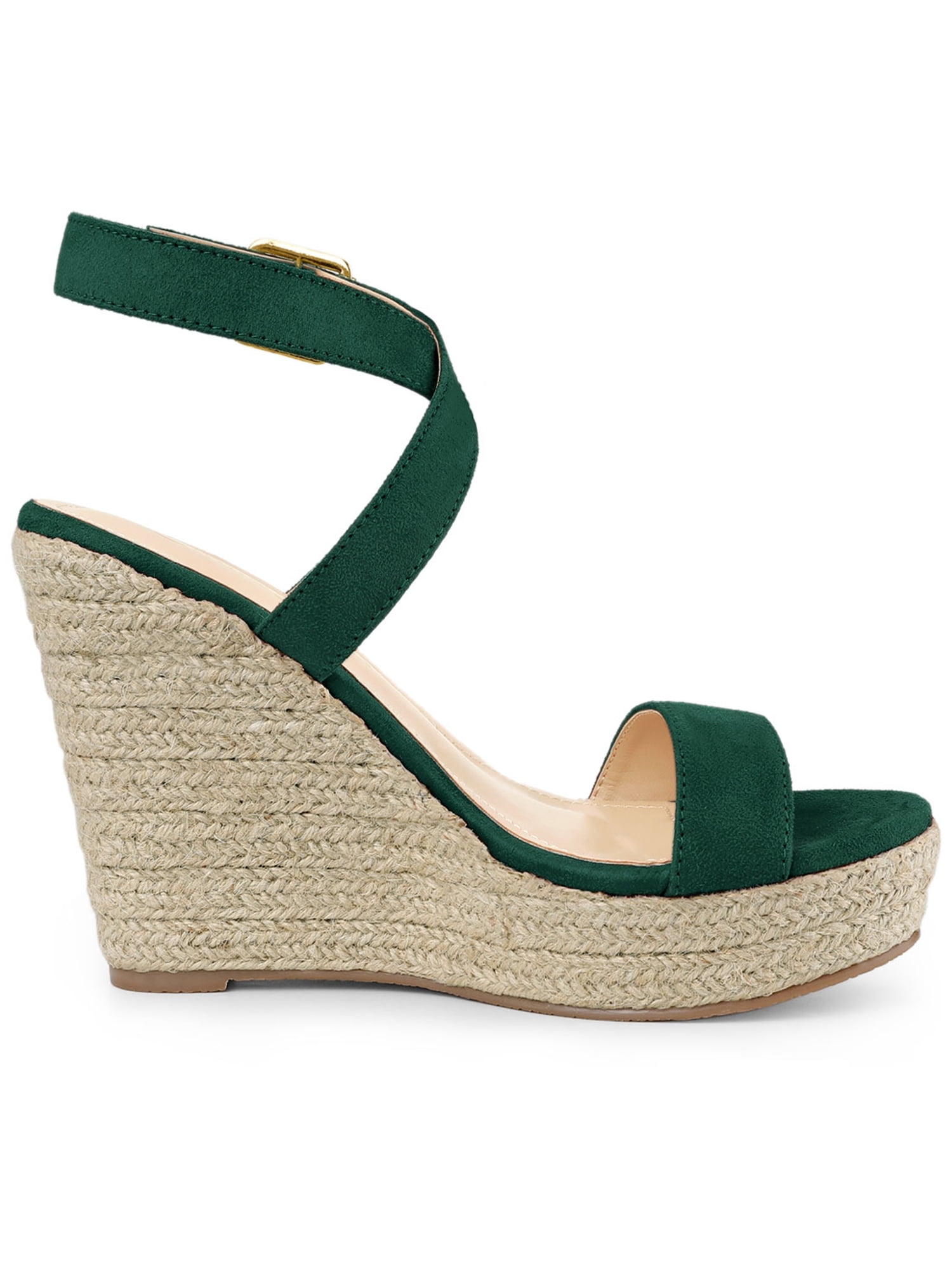 DARING DIVA Women's Slingback Crisscross Wedges Heel Espadrille Sandals Green 7