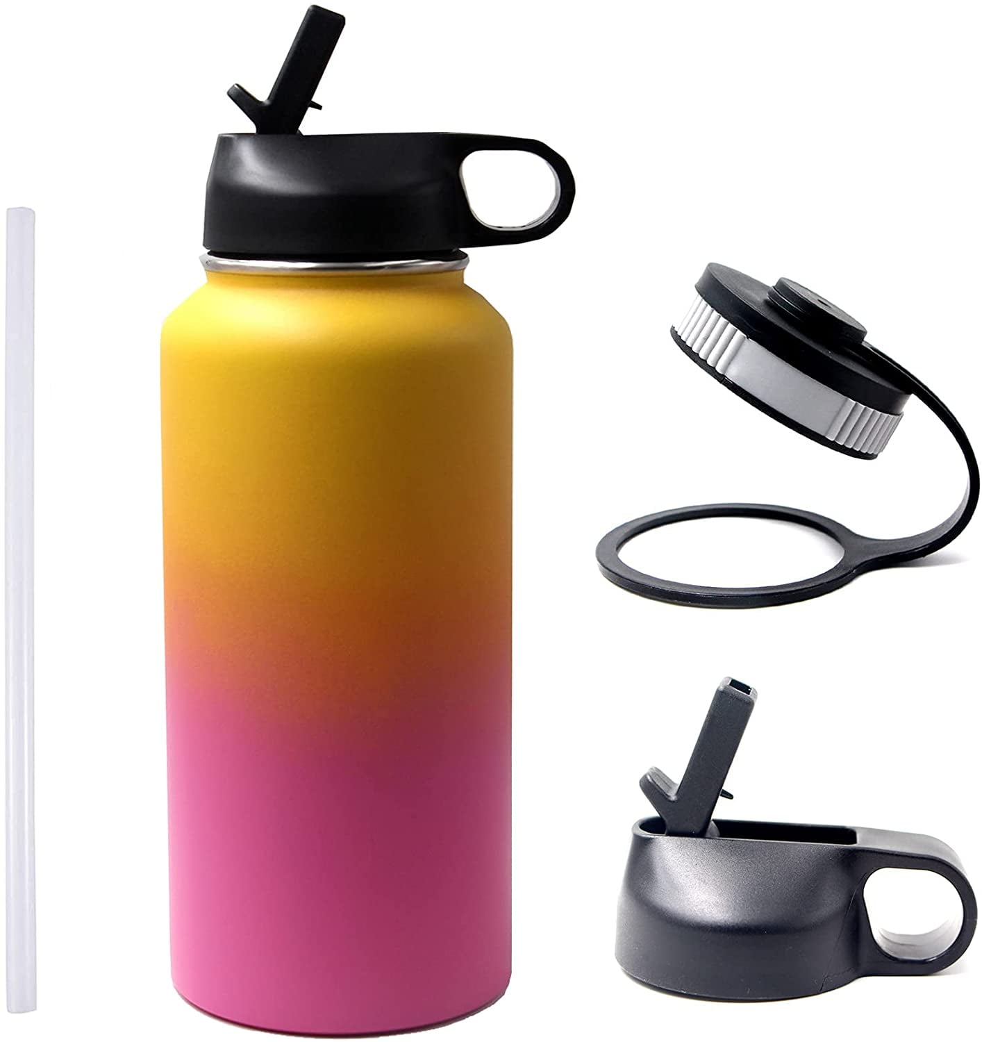 Water Vacuum Flask Insulated Bottle With Straw Stainless Steel Double Wall Cup 