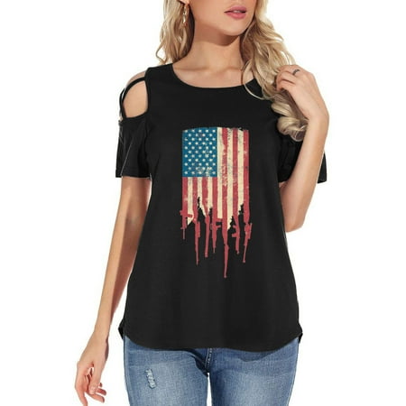 

Corset Tops for Women Women O-Neck Short Sleeve Printing Strappy Cold Shoulder T-Shirt Tops Blouses Oversized T Shirts for Women Black M