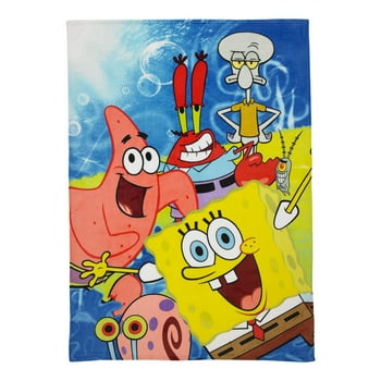 SpongeBob SquarePants Kids Plush Twin/Full Blanket, 62 x 90, Yellow, Nickelodeon
