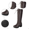 thumbnail image 7 of Platform Knee High Boots Women Lace up Zipper Chunky Heel Vintage Dressy Fall Winter Tall Boots, 7 of 7