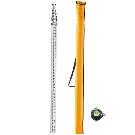 KFFKFF Aluminum Measuring Stick 20ft/10ths 6-Part Extendable Rod Dual-Sided 1/10ft Scale with Bubble Level & Carry Case for Residential & Commercial Construction