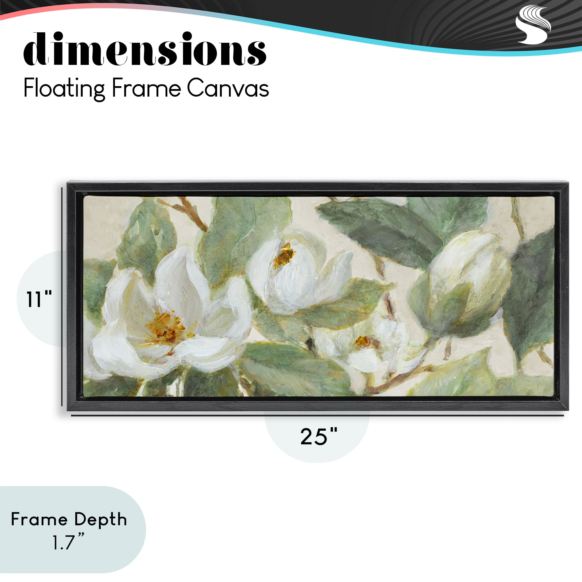 Stupell Industries Delicate Magnolia Dreaming Black Framed Floater Canvas Wall Art, design by Lanie Loreth