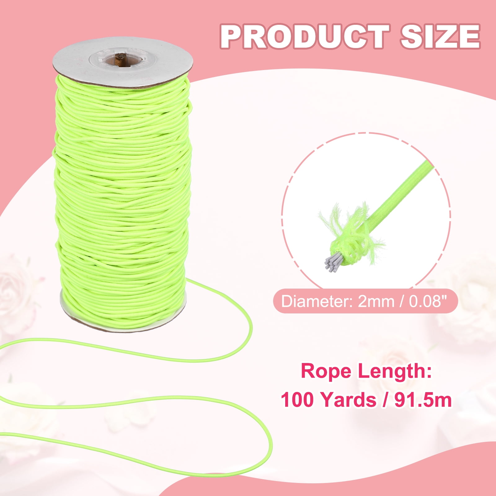 Uxcell Stretchy String for Bracelets, Elastic Crystal Thread Stretch Elastic Beading Cord 2mm & Fluorescent Green-Fitting For(Bracelets/Sewing/Beading/Necklace/Jewelry Making/Crafts DIY)