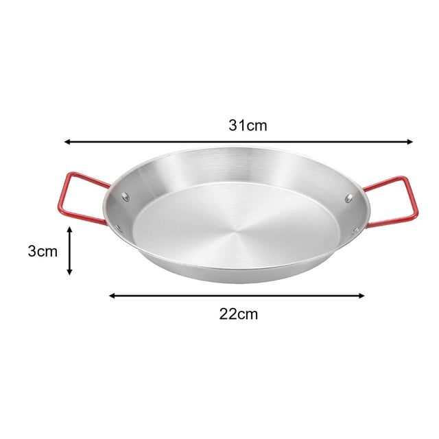 Poêle Bol à Paella en Acier Inoxydable Poêle Assiette de Service Casserole Wok Plateau à Collations 22 cm