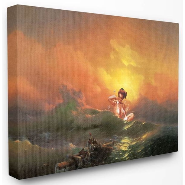 Stupell Industries Vintage Pinup Girl Classical Ocean Painting Parody Canvas Wall Art By Jason Brueck Walmart Com Walmart Com