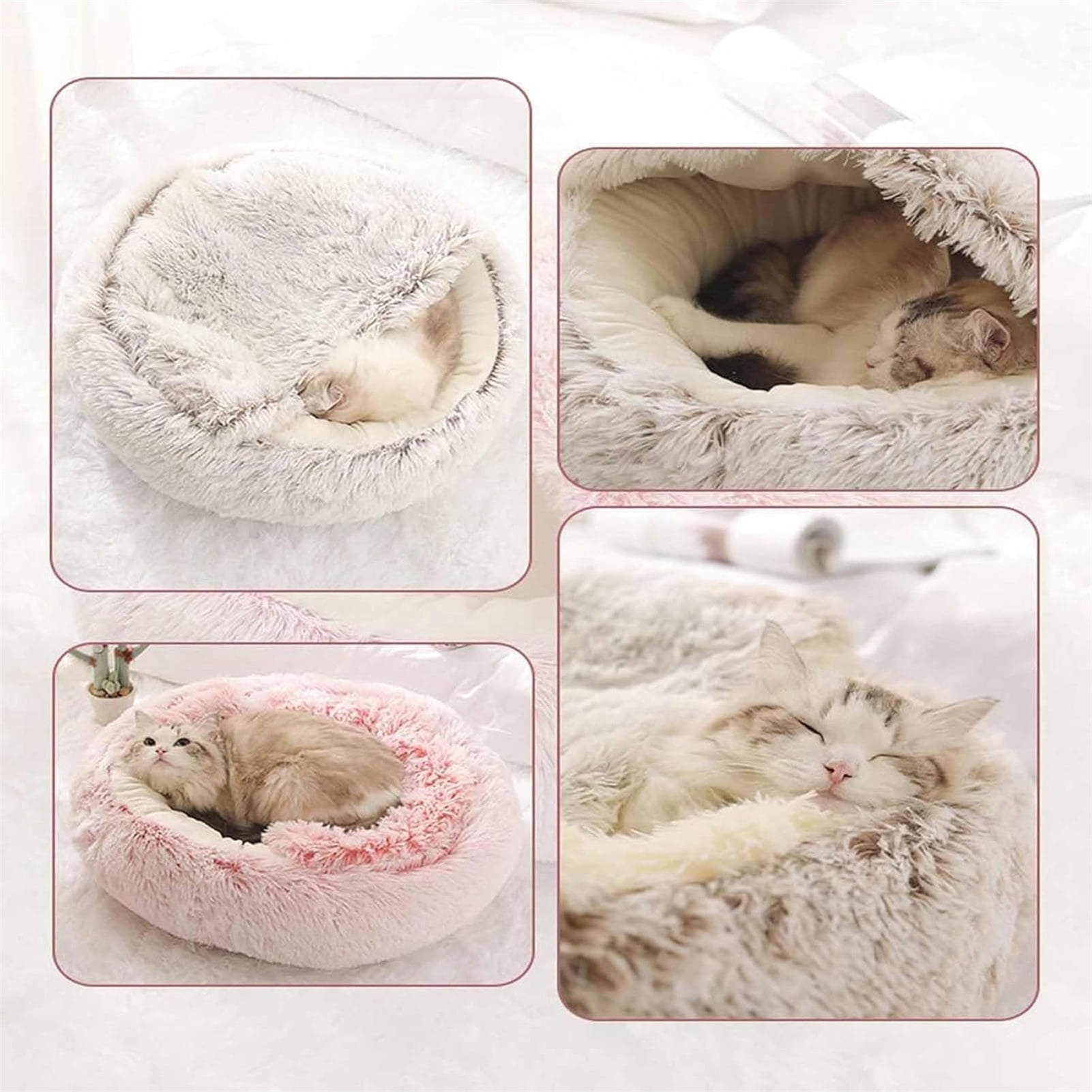 Cat Beds for Indoor Cats, 16"/20"/24" Washable Soft Pet Nest Bed, Warm Cat Beds for Indoor Cats