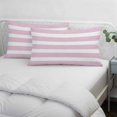 thumbnail image 4 of Pink Stripe King Size Pillow Cover, Pillowcase Protectors with Zipper, Breathable Decorative Throw Pillow Case Cover, Modern Simple Geometric White Striped Pillow Shams for Couch Sofa 20x36Inch, 4 of 8