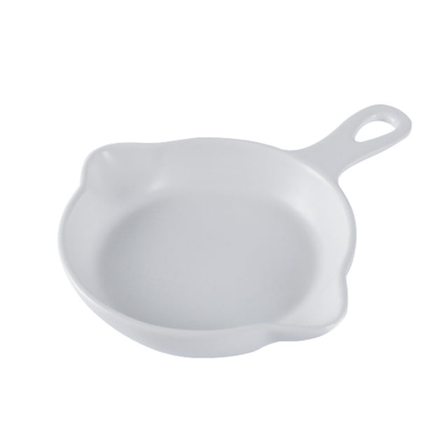 Ceramic Baking Pan Tableware Plate Snack Tray Household Baking Plate Baking Tray with Handle for Restaurant Home Dinner (White)