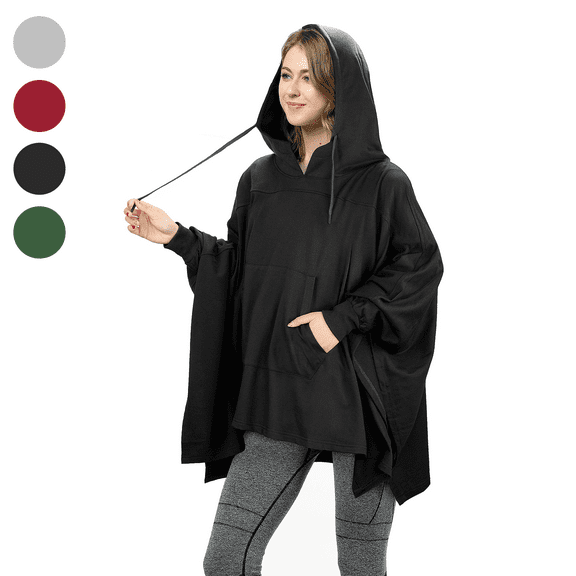 Oversized Hooded Poncho Cape, Casual Hoodie Sweatshirt, Batwing Coat Pullover | Light Weight, Cozy, Comfortable, Roomy | for Adults Women Men Teens
