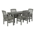 thumbnail image 4 of Modern 5-Piece Slat-Top Solid Acacia Wood Outdoor Dining Set - Grey Wash, 4 of 12