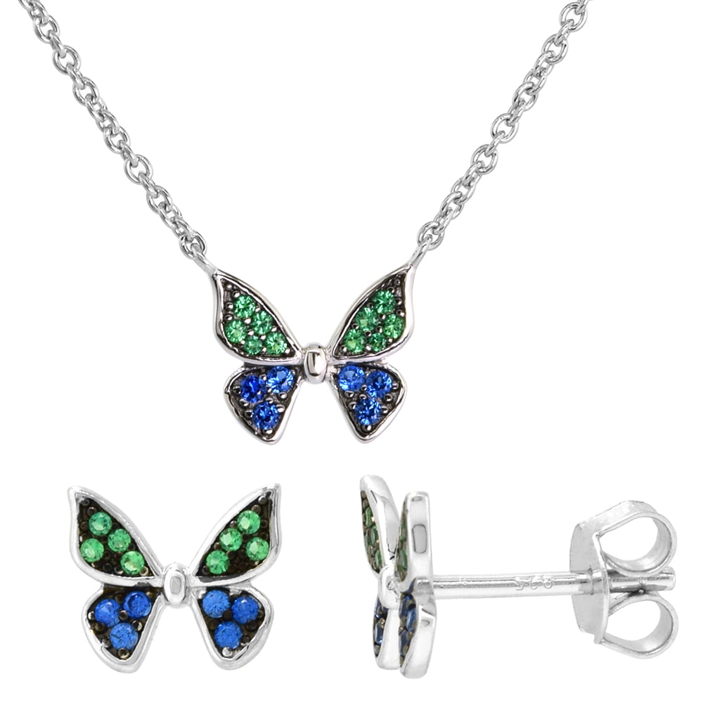 Jewel Tie Sterling Silver RH Plated Childs Polished Butterfly Pendant