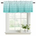 thumbnail image 2 of Geometric Turquoise Ombre Valances for Windows, Decorative Rod Pocket Window Valance Curtains, Modern Gradient White Ocean Striped Short Curtain Drapes for Living Room, 2 Panels, 42" W x 12" L, 2 of 8