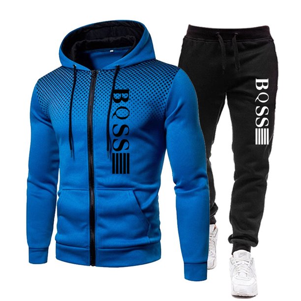 Conjuntos de ropa deportiva de moda para hombre, chándal cálido a prueba de viento para primavera y otoño, sudaderas con capucha y pantalones deportivos con cremallera estampadas a la moda para hombre