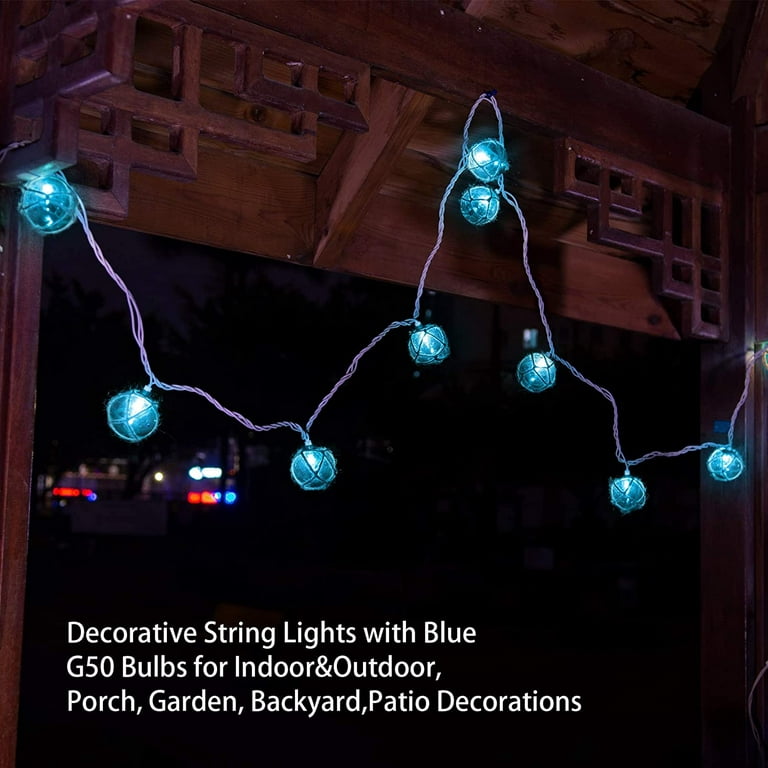 Nautical String Lights, Beach Theme Float Lights Set of 10 Blue