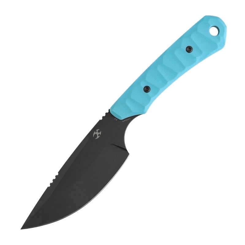 Kansept Flank Fixed Blade Knife,3.69'' Grey Coated D2 Blade,Sky Blue G10 Handle Pocket Tactical Knives,G006A6,with sheaths