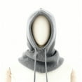 thumbnail image 5 of Hooded Scarf Hat Snoods for Women Winter Neck Warmer Hood Hat Knit Cap Men Neck Gaiters Pullover Knitted Hat With Drawstring, 5 of 5