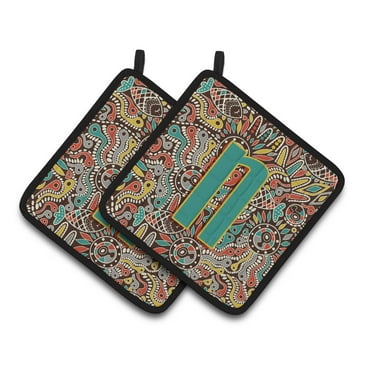 Carolines Treasures CJ2013-NPTHD Letter N Retro Tribal Alphabet Initial Pair of Pot Holders, 7.5HX7.5W, multicolor