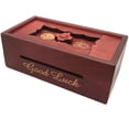 thumbnail image 2 of Good Luck Puzzle Box Secret: tarjetero para dinero y tarjetas de regalo en una cerradura de madera con truco de magia con compartimento oculto, alcancía, juego acertijo, 2 of 6