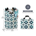 thumbnail image 2 of Yayeee Freestanding Laundry Hamper with Handle Collapsible Large Storage Basket for Clothes, Blue Mosaic Pattern, 2 of 7