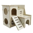 thumbnail image 1 of Casa de madera para hámster, juguete resistente a mordeduras, casa de escondite para hámster, accesorios para hámster, villa para saltar, 16 x 16 x 5 cm (6,3 x 6,3 x 2,0 pulgadas), 1 of 12