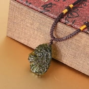 Moldavite Pendant Aerolites Meteorite Raw Pendant Crystal Stone Pendant Yoga Mediation Birthstone Necklace(Green, Irregular Gemstone Pendant)